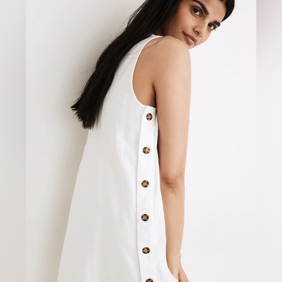 MADEWELL Linen Cotton Side Button Midi Dress - Picture 3 of 10